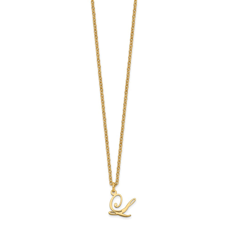 Gold Plated Sterling Silver Letter L Initial Necklace