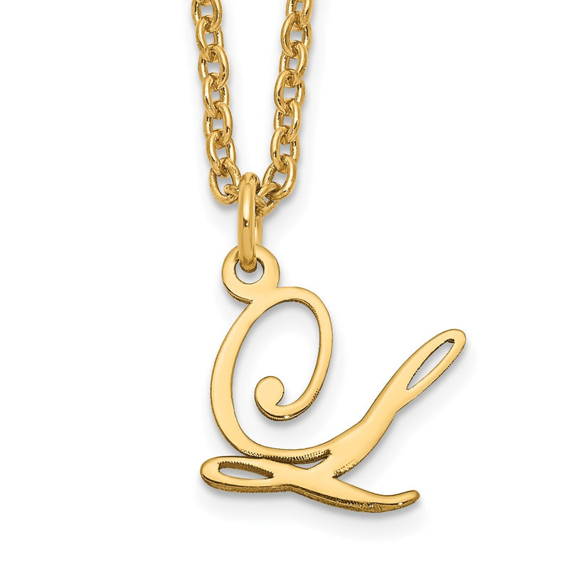 Gold Plated Sterling Silver Letter L Initial Necklace