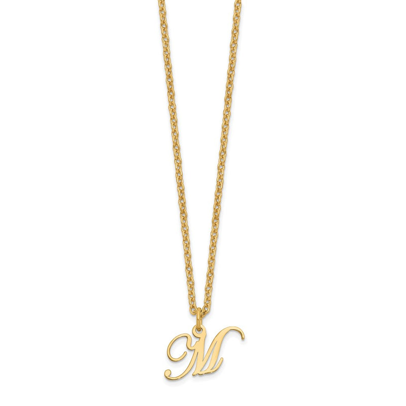 Gold Plated Sterling Silver Letter M Initial Necklace