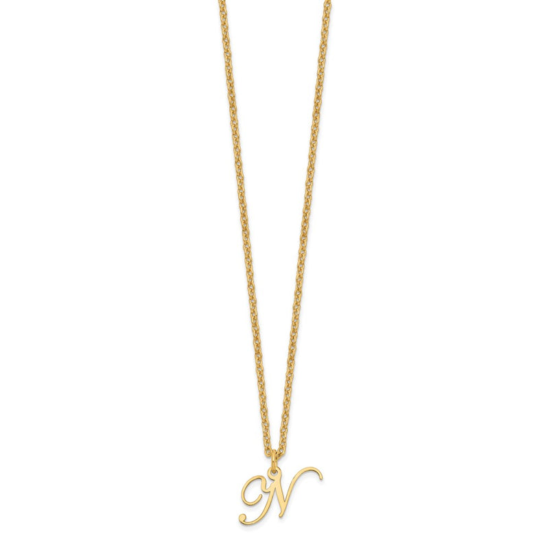 Gold Plated Sterling Silver Letter N Initial Necklace