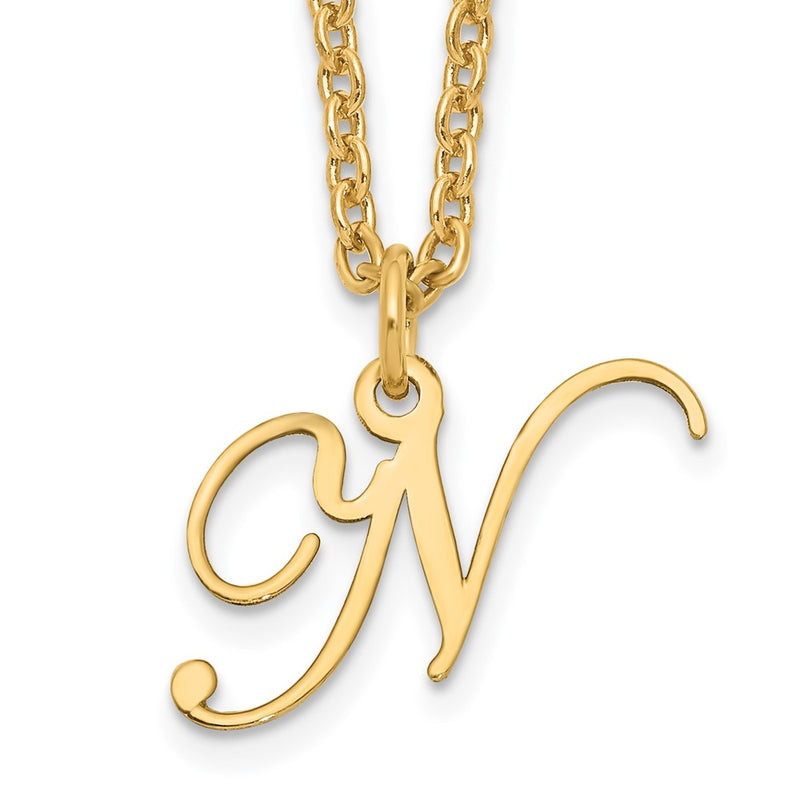 Gold Plated Sterling Silver Letter N Initial Necklace