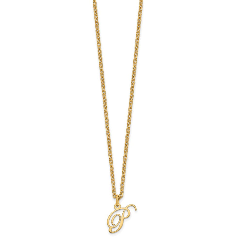 Gold Plated Sterling Silver Letter P Initial Necklace