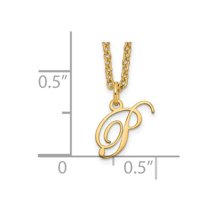 Gold Plated Sterling Silver Letter P Initial Necklace