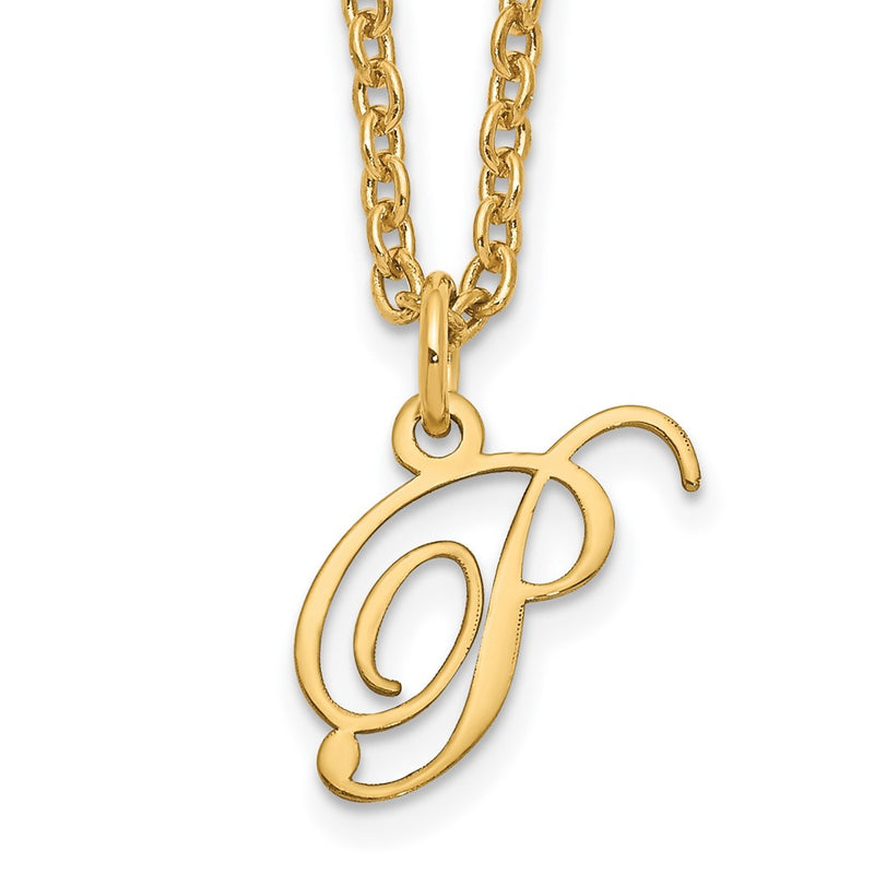 Gold Plated Sterling Silver Letter P Initial Necklace