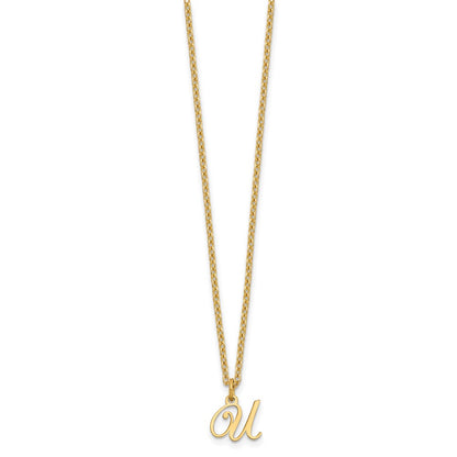 Gold Plated Sterling Silver Letter U Initial Necklace
