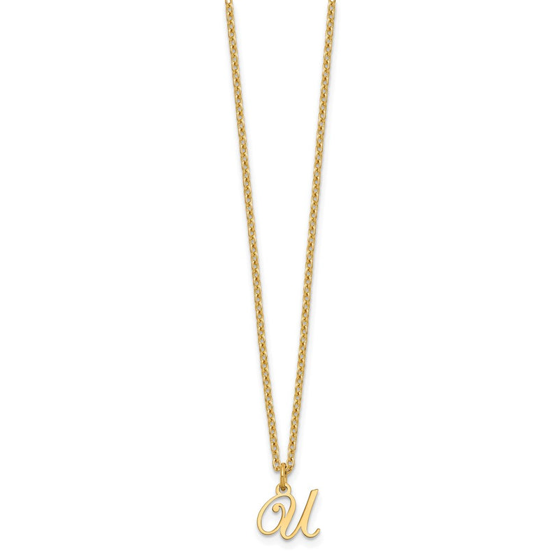 Gold Plated Sterling Silver Letter U Initial Necklace
