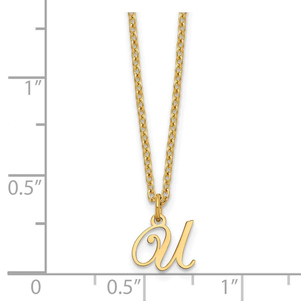 Gold Plated Sterling Silver Letter U Initial Necklace