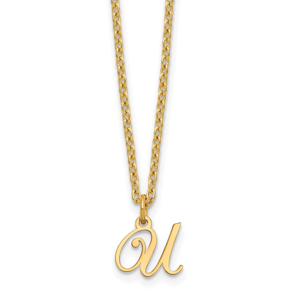 Gold Plated Sterling Silver Letter U Initial Necklace