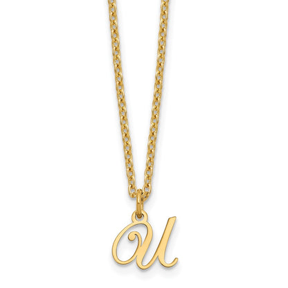 Gold Plated Sterling Silver Letter U Initial Necklace