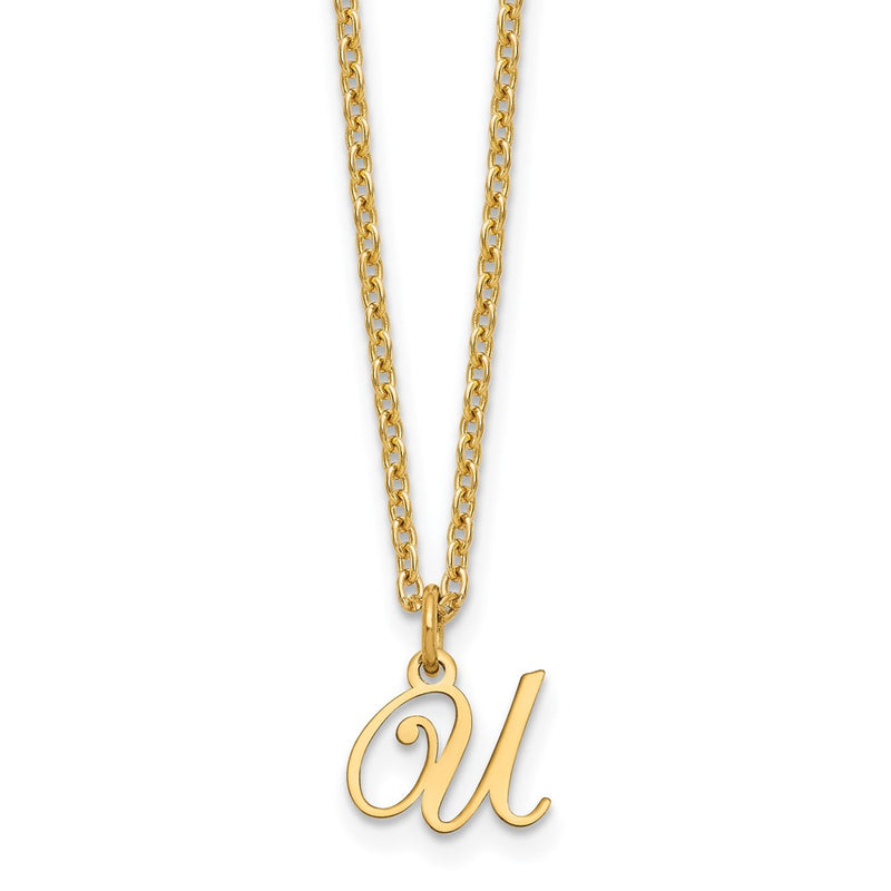 Gold Plated Sterling Silver Letter U Initial Necklace