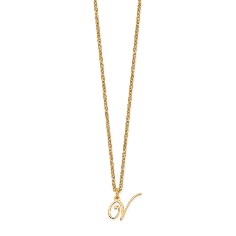 Gold Plated Sterling Silver Letter V Initial Necklace