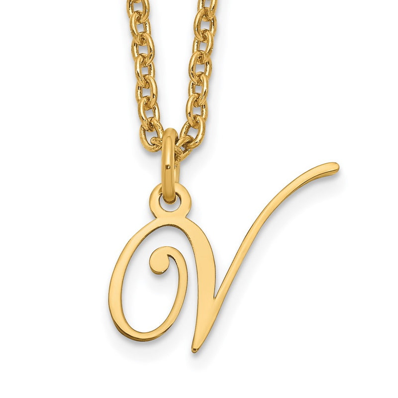 Gold Plated Sterling Silver Letter V Initial Necklace