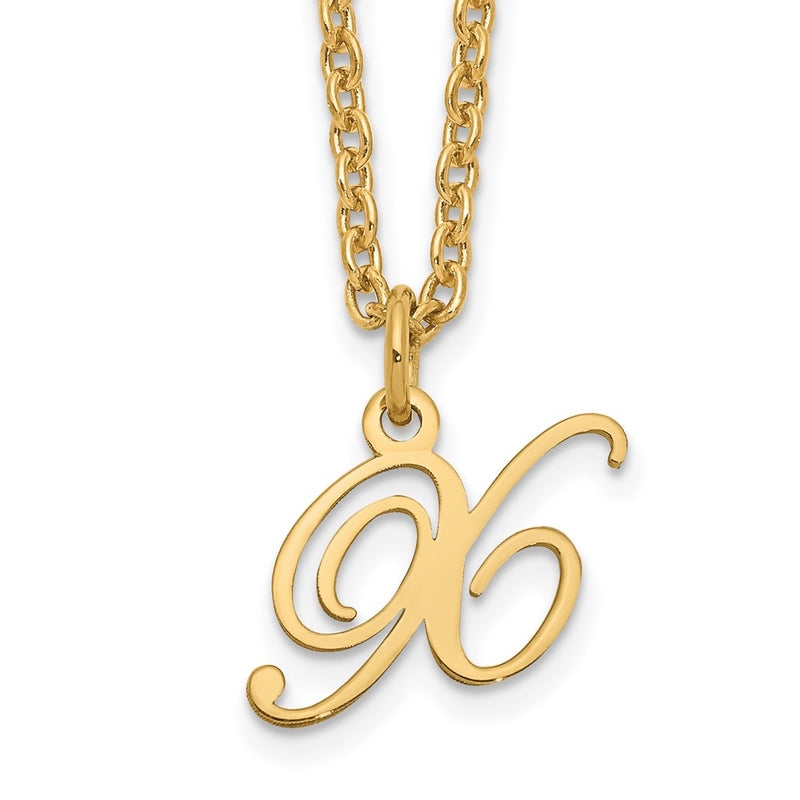 Gold Plated Sterling Silver Letter X Initial Necklace