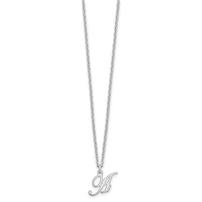 Sterling Silver Rhodium Plated Letter A Initial Necklace