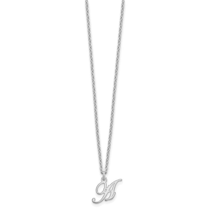 Sterling Silver Rhodium Plated Letter A Initial Necklace