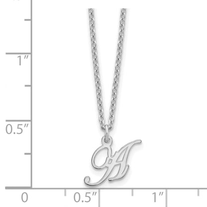Sterling Silver Rhodium Plated Letter A Initial Necklace