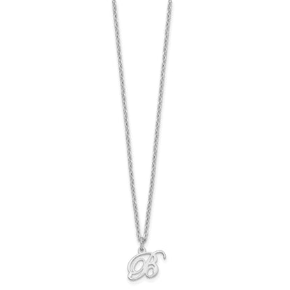 Sterling Silver Rhodium Plated Letter B Initial Necklace