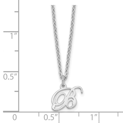 Sterling Silver Rhodium Plated Letter B Initial Necklace