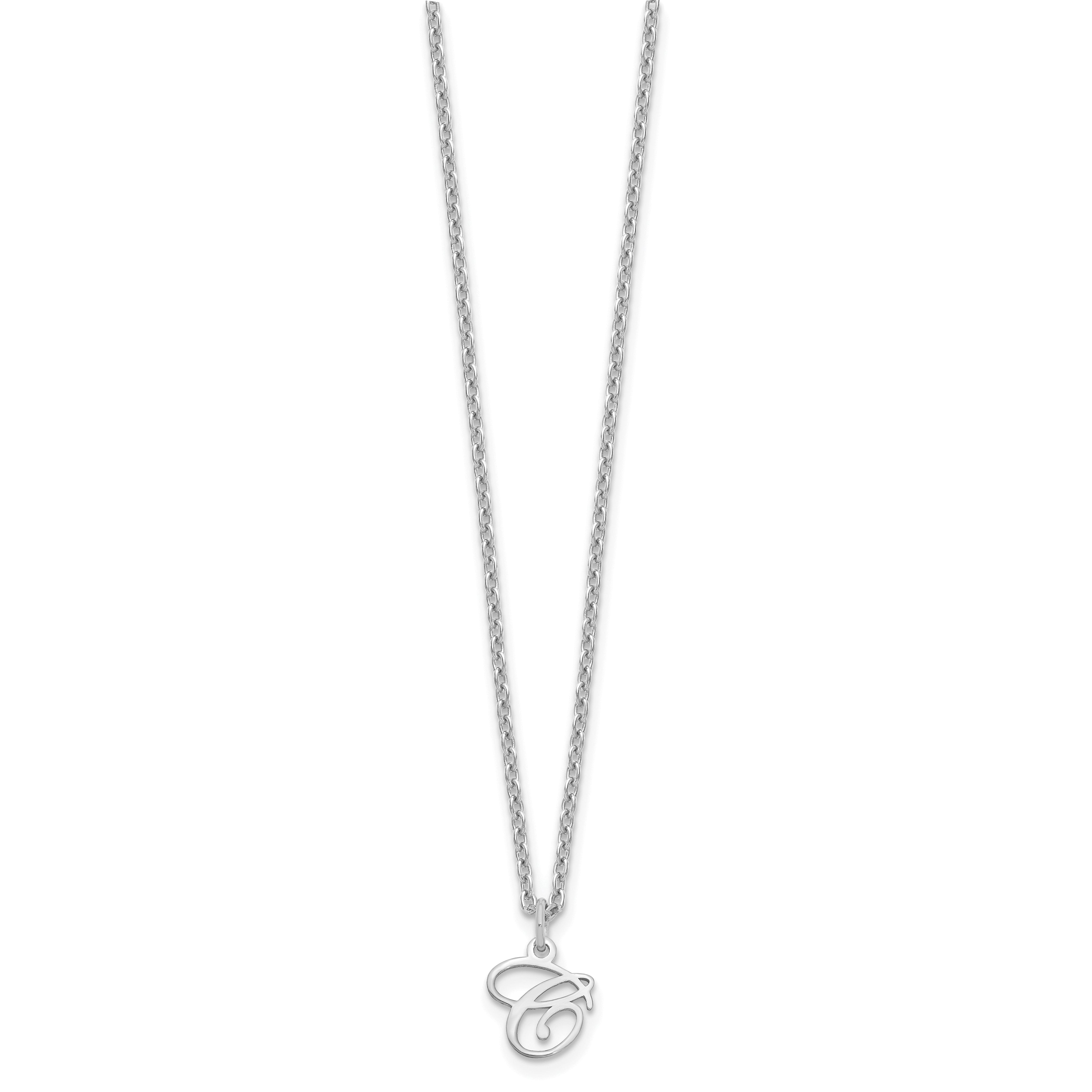 Sterling Silver Rhodium Plated Letter C Initial Necklace
