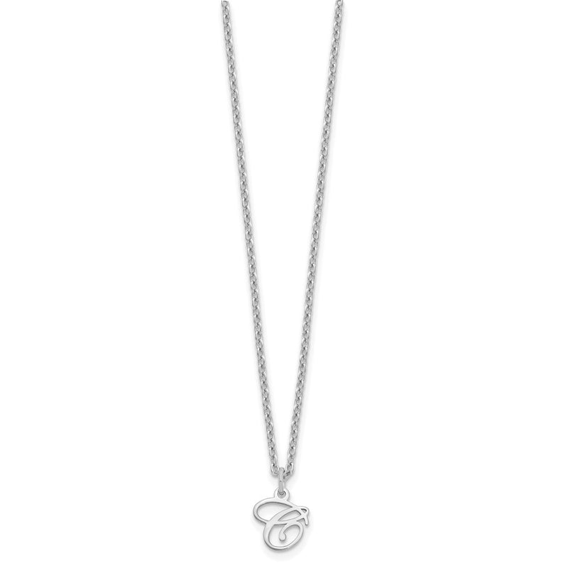 Sterling Silver Rhodium Plated Letter C Initial Necklace