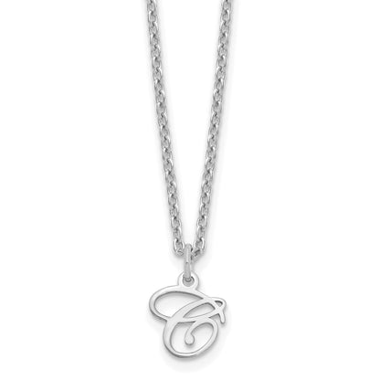 Sterling Silver Rhodium Plated Letter C Initial Necklace