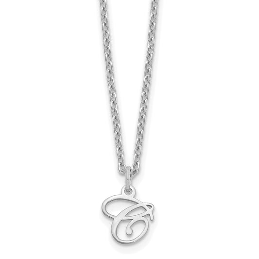 Sterling Silver Rhodium Plated Letter C Initial Necklace