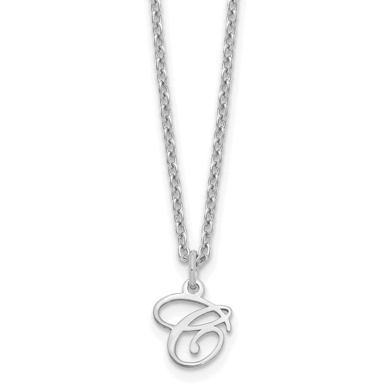 Sterling Silver Rhodium Plated Letter C Initial Necklace