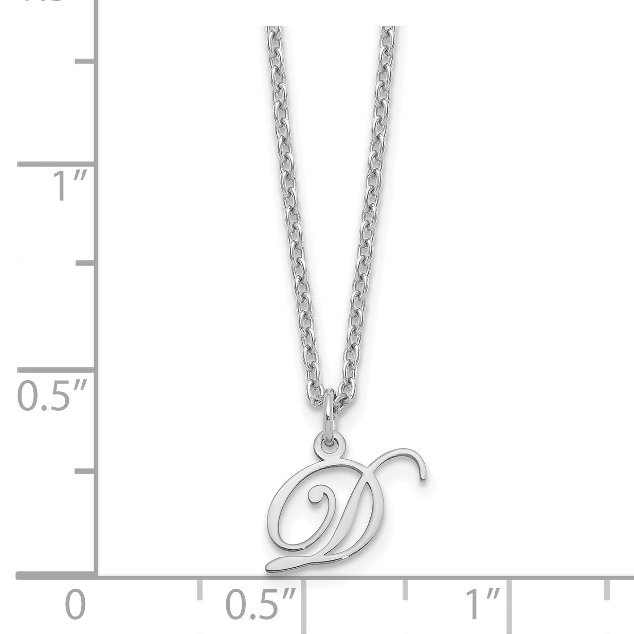 Sterling Silver Rhodium Plated Letter D Initial Necklace