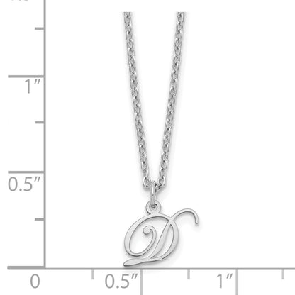 Sterling Silver Rhodium Plated Letter D Initial Necklace