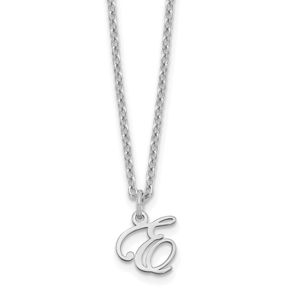 Sterling Silver Rhodium Plated Letter E Initial Necklace