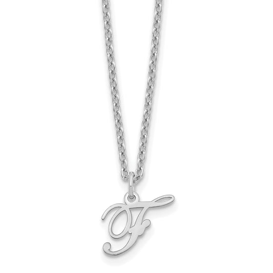 Sterling Silver Rhodium Plated Letter F Initial Necklace