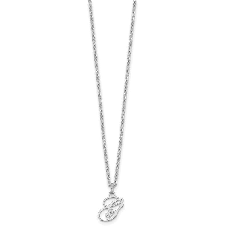 Sterling Silver Rhodium Plated Letter G Initial Necklace