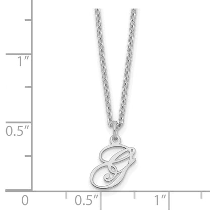 Sterling Silver Rhodium Plated Letter G Initial Necklace