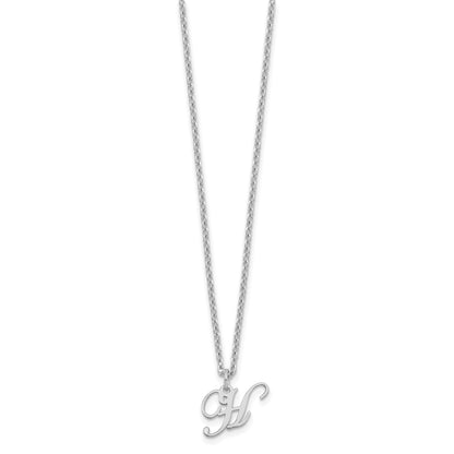 Sterling Silver Rhodium Plated Letter H Initial Necklace