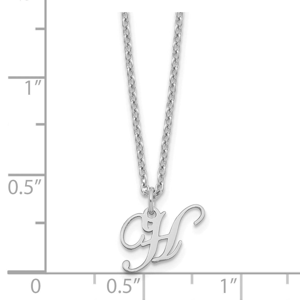 Sterling Silver Rhodium Plated Letter H Initial Necklace