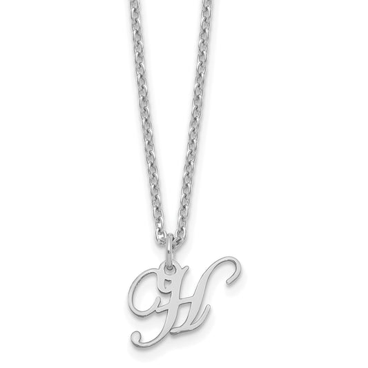 Sterling Silver Rhodium Plated Letter H Initial Necklace