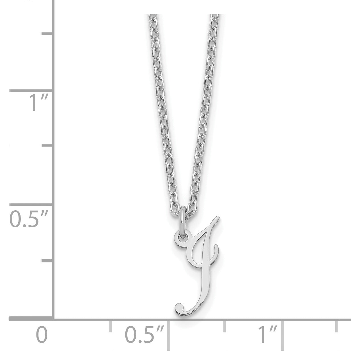 Sterling Silver Rhodium Plated Letter I Initial Necklace