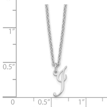 Sterling Silver Rhodium Plated Letter I Initial Necklace