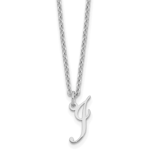 Sterling Silver Rhodium Plated Letter I Initial Necklace