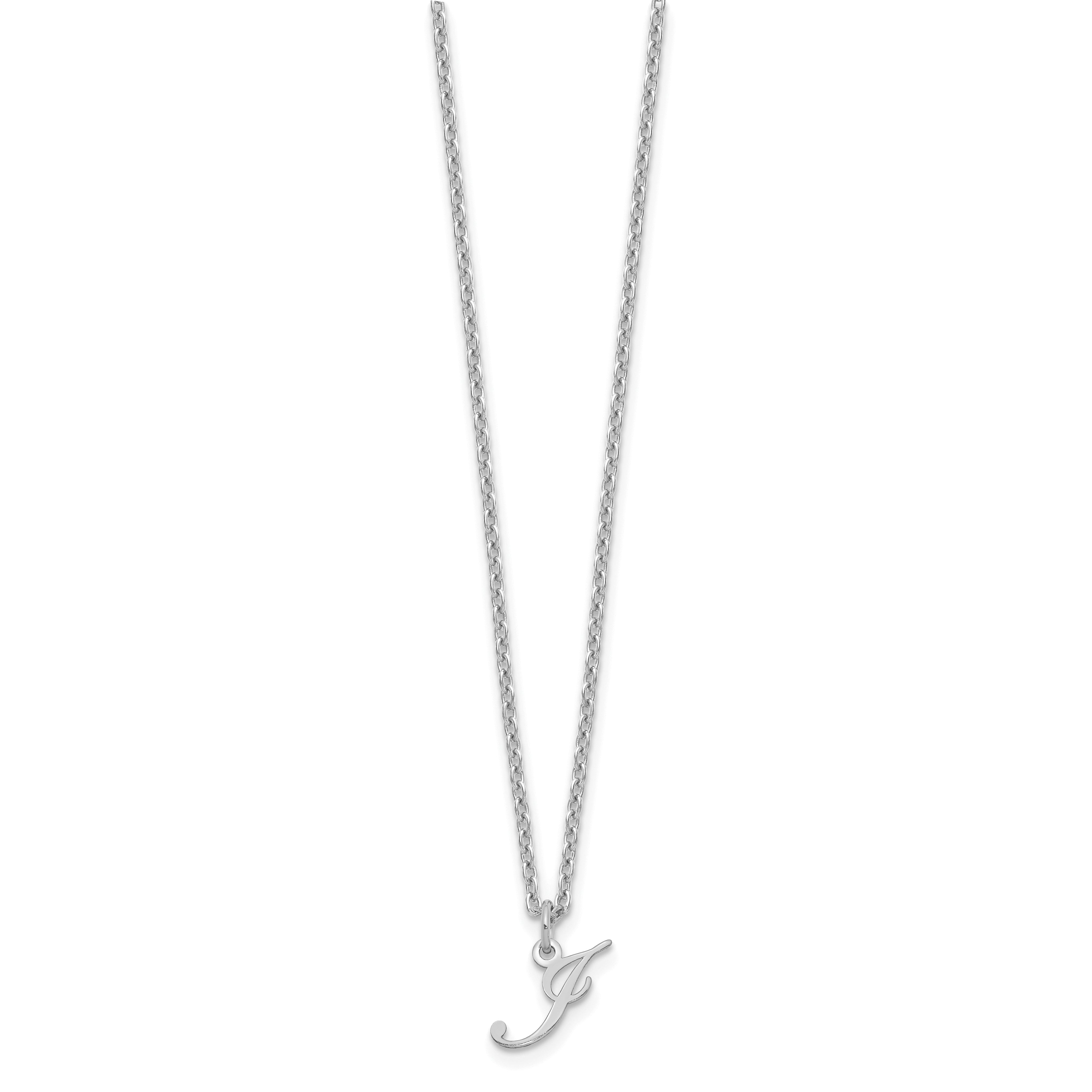 Sterling Silver Rhodium Plated Letter J Initial Necklace