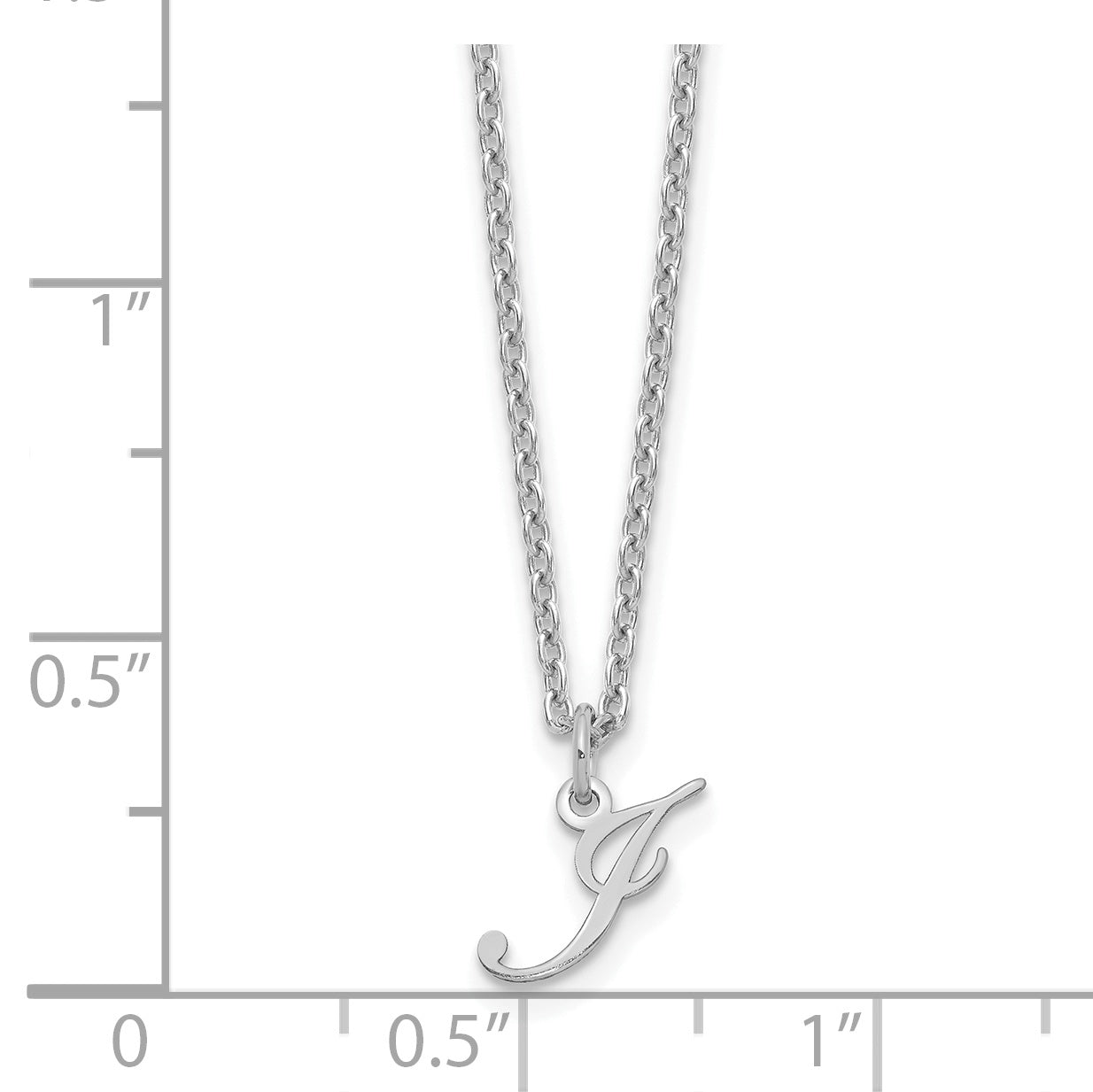 Sterling Silver Rhodium Plated Letter J Initial Necklace