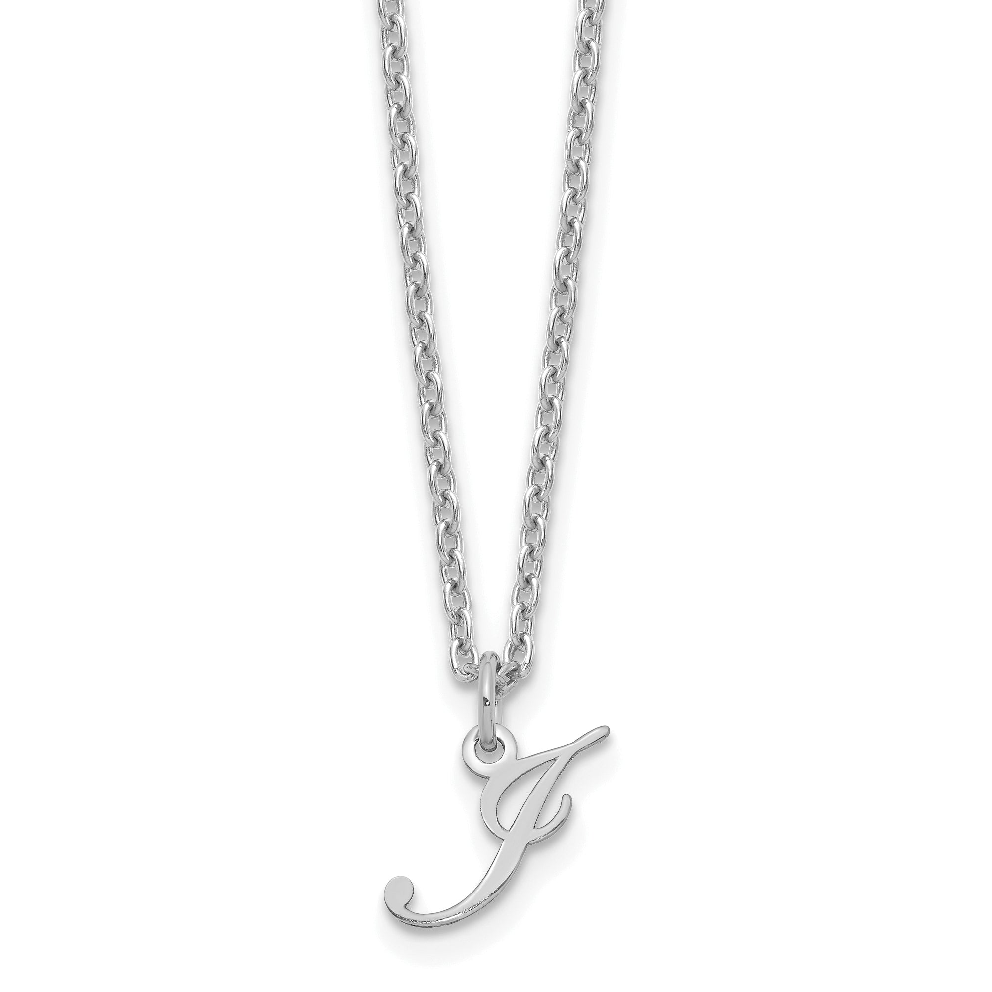 Sterling Silver Rhodium Plated Letter J Initial Necklace
