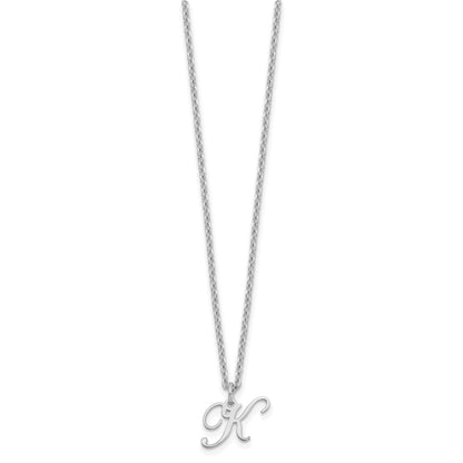 Sterling Silver Rhodium Plated Letter K Initial Necklace