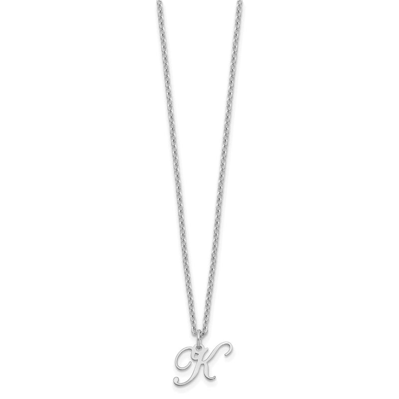 Sterling Silver Rhodium Plated Letter K Initial Necklace