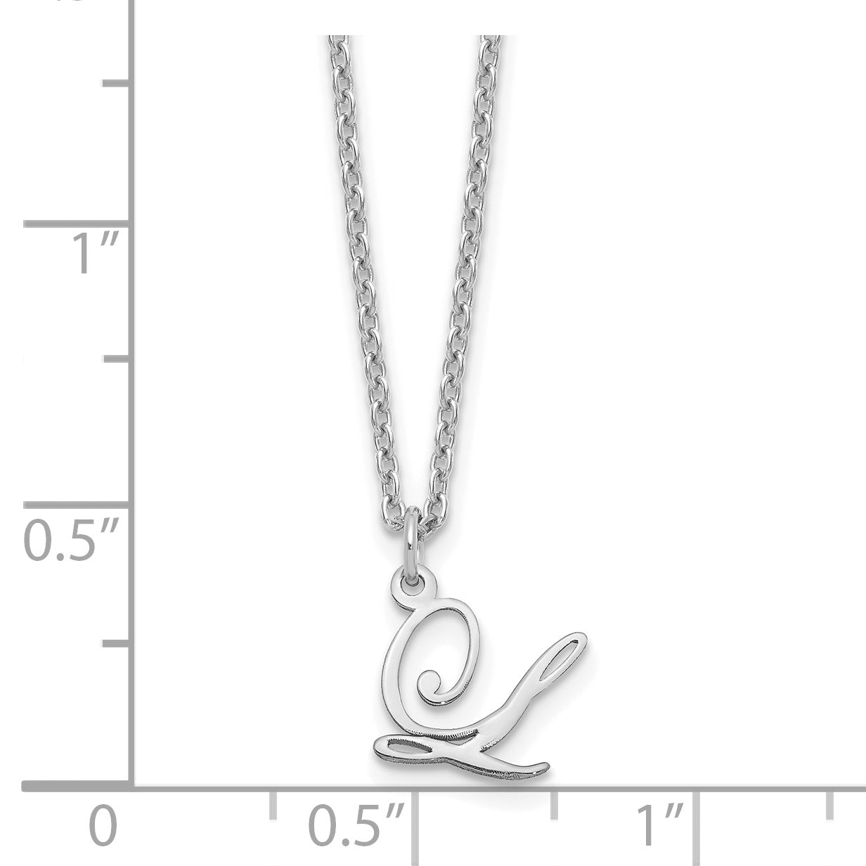 Sterling Silver Rhodium Plated Letter L Initial Necklace