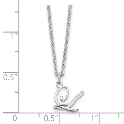 Sterling Silver Rhodium Plated Letter L Initial Necklace