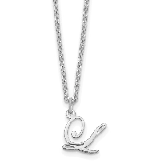 Sterling Silver Rhodium Plated Letter L Initial Necklace