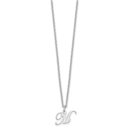 Sterling Silver Rhodium Plated Letter M Initial Necklace