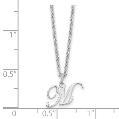 Sterling Silver Rhodium Plated Letter M Initial Necklace