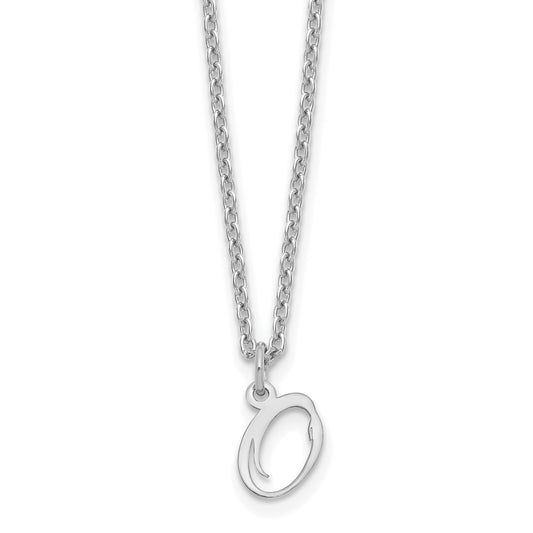 Sterling Silver Rhodium Plated Letter O Initial Necklace
